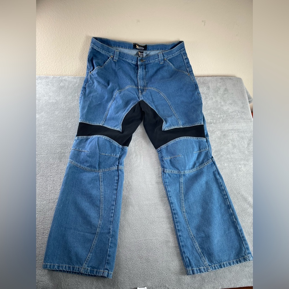 X Element Jeans Mens 46x32 (FITS 42) Blue Denim Biker Motorcycle Gear Knee Pads